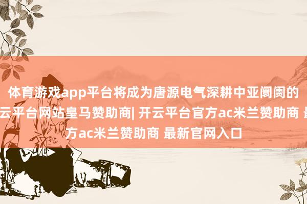 体育游戏app平台将成为唐源电气深耕中亚阛阓的迫切支点-开云平台网站皇马赞助商| 开云平台官方ac米兰赞助商 最新官网入口